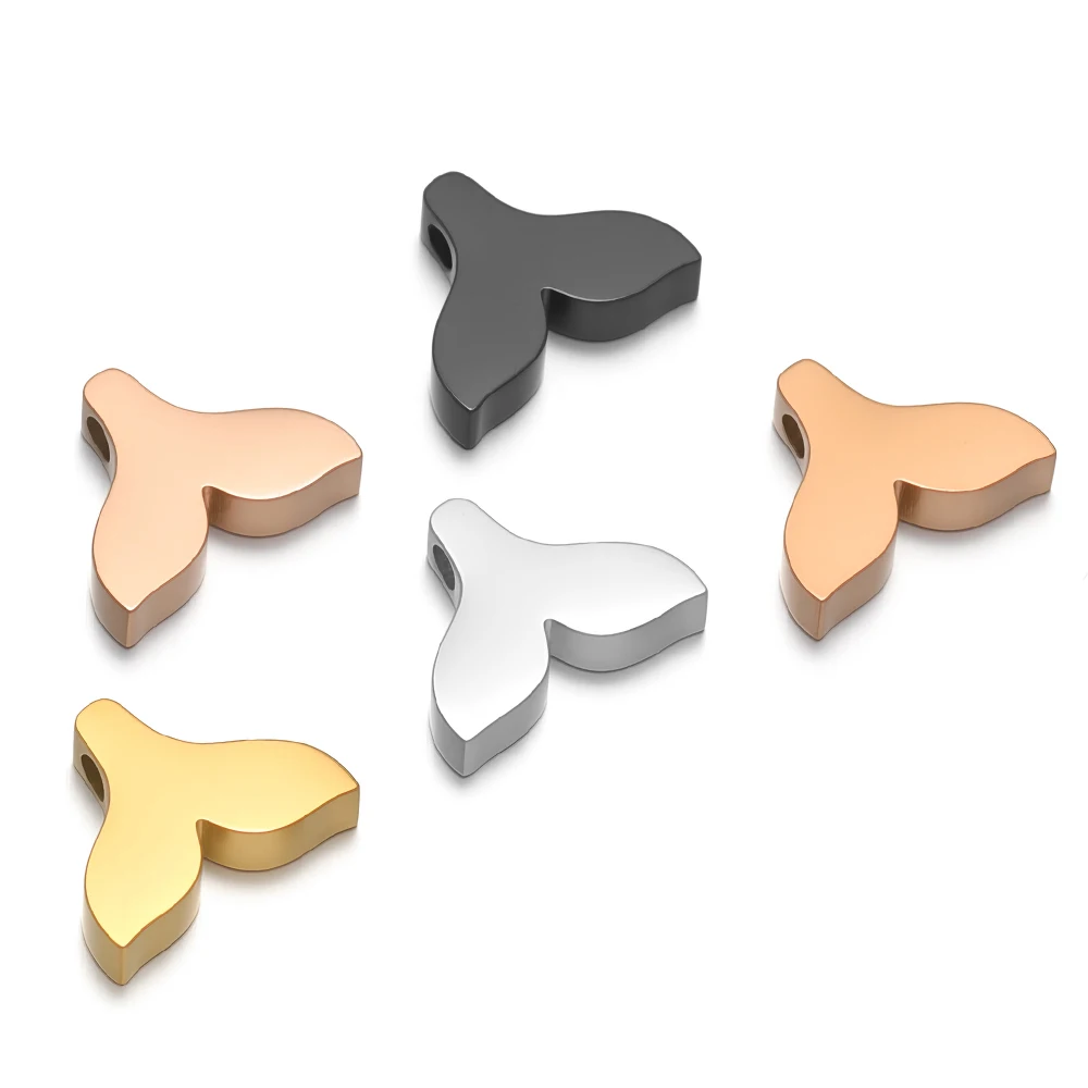 5pcs Mirror Polish Stainless Steel Fish Tails Charms Beads Women Necklace Findings Girls Bracelet DIY Jewelry Earrings Making