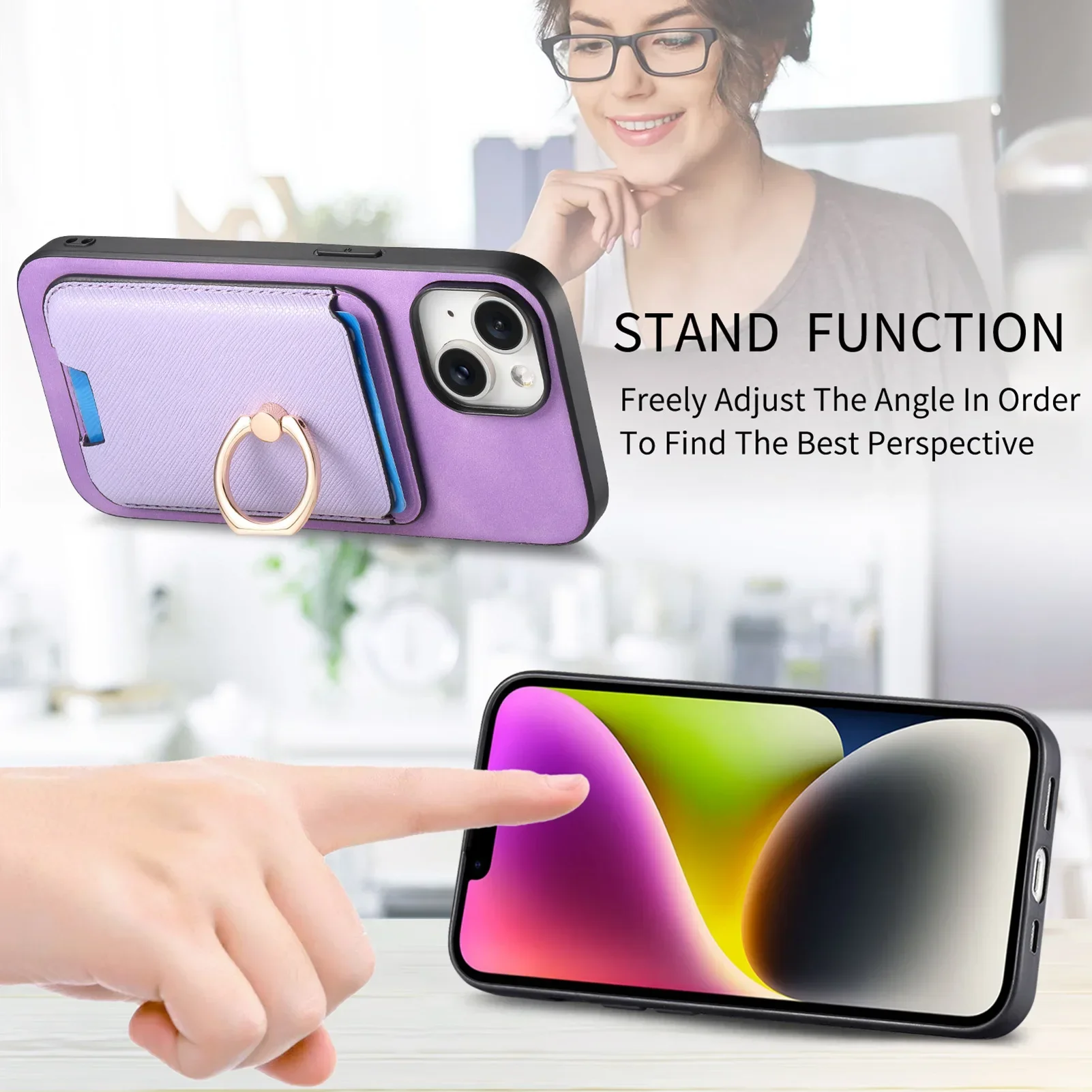 Magnetic Magsafe Wallet Case with Card Holder for IPhone 15 14 13 12 11 Pro Max XS XR 7 8 Plus Ring Holder PU Leather Cover