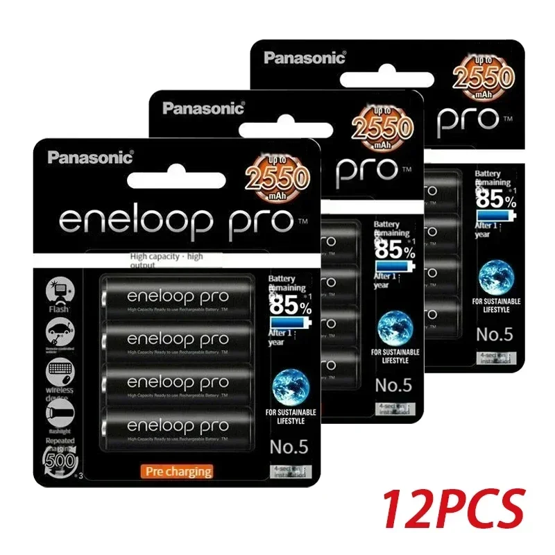 100% Panasonic Eneloop Originele Batterij Pro AA 2550mAh 1.2V NI-MH Camera Zaklamp Speelgoed Vooraf Opgeladen Oplaadbare Batterijen