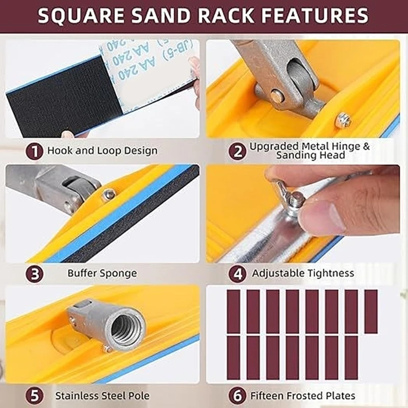 Poles Sander Ceiling Repair Tool with Angles Head for Drywall Corner Areas