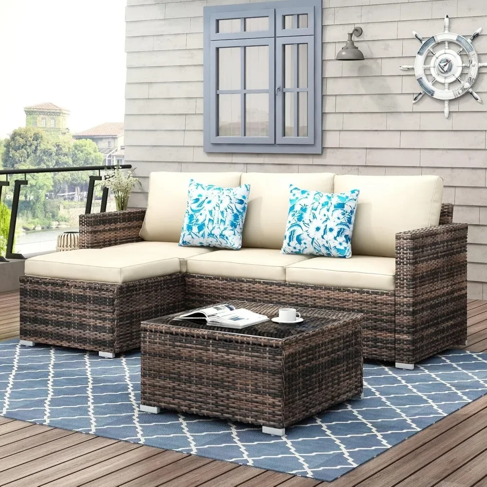 

Terrace Furniture Set All Weather Willow Outdoor Terrace Sofa Rattan Terrace with Table and Chair