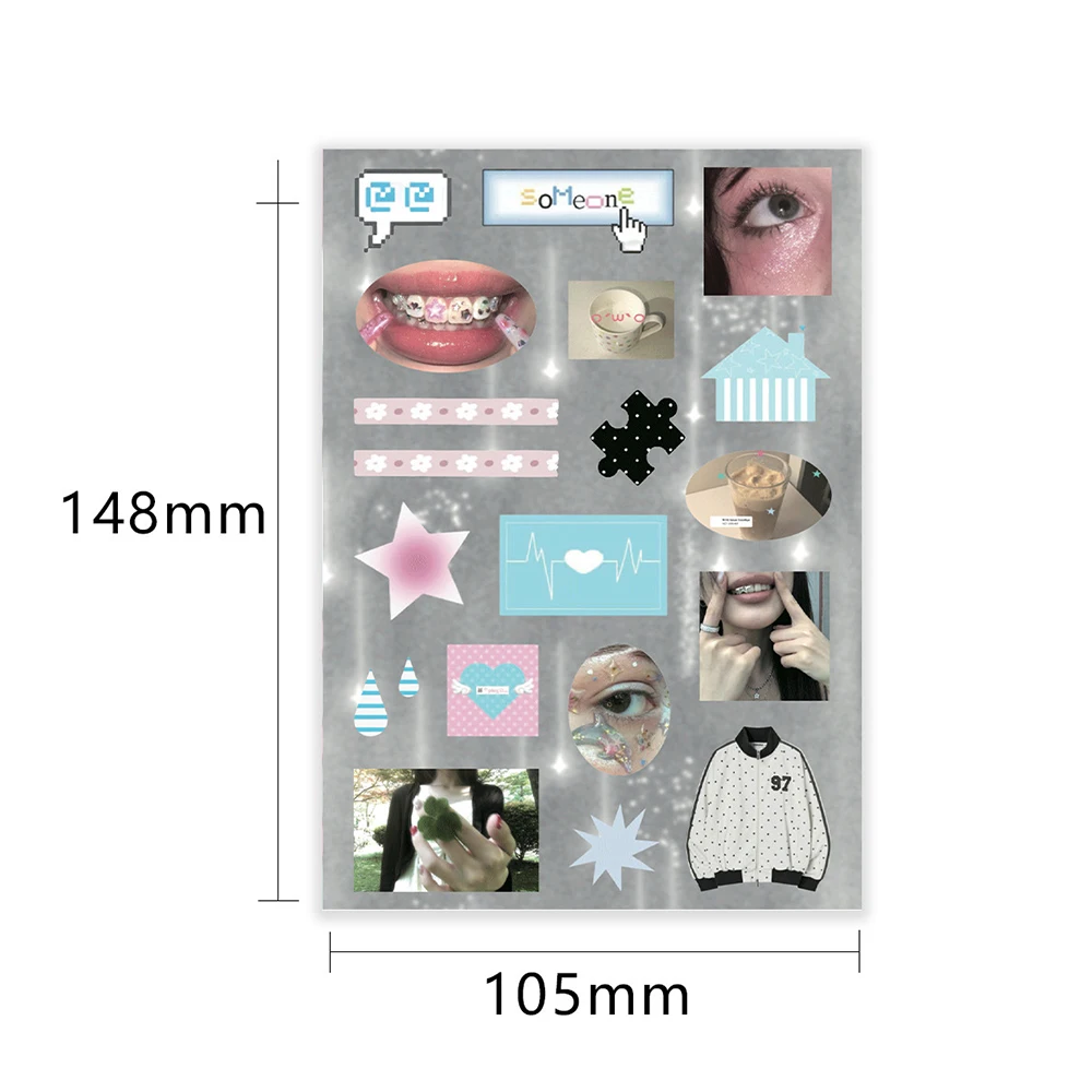 16 Blatt koreanische süße coole Graffiti-Aufkleber im Millennium-Stil mit Retro-Figuren, DIY-Spielzeug für Telefon, Flasche, Reisetasche, Dekorationsaufkleber – Detail 2