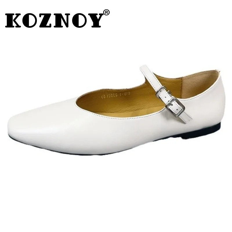 

Koznoy 1.5cm Moccassin Oxfords Buckle Genuine Leather Flats Women Good Cushioning Flexible Loafer Soft Soled Comfy Summer Shoes