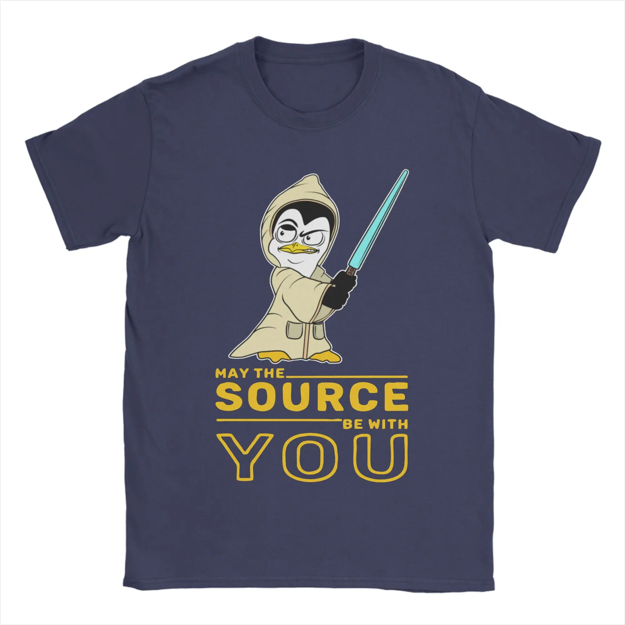May The Source Be With You Linux Penguin T-Shirt For Men Top Tee Programmer Developer Programming Coding Nerd Cotton Summer Tops