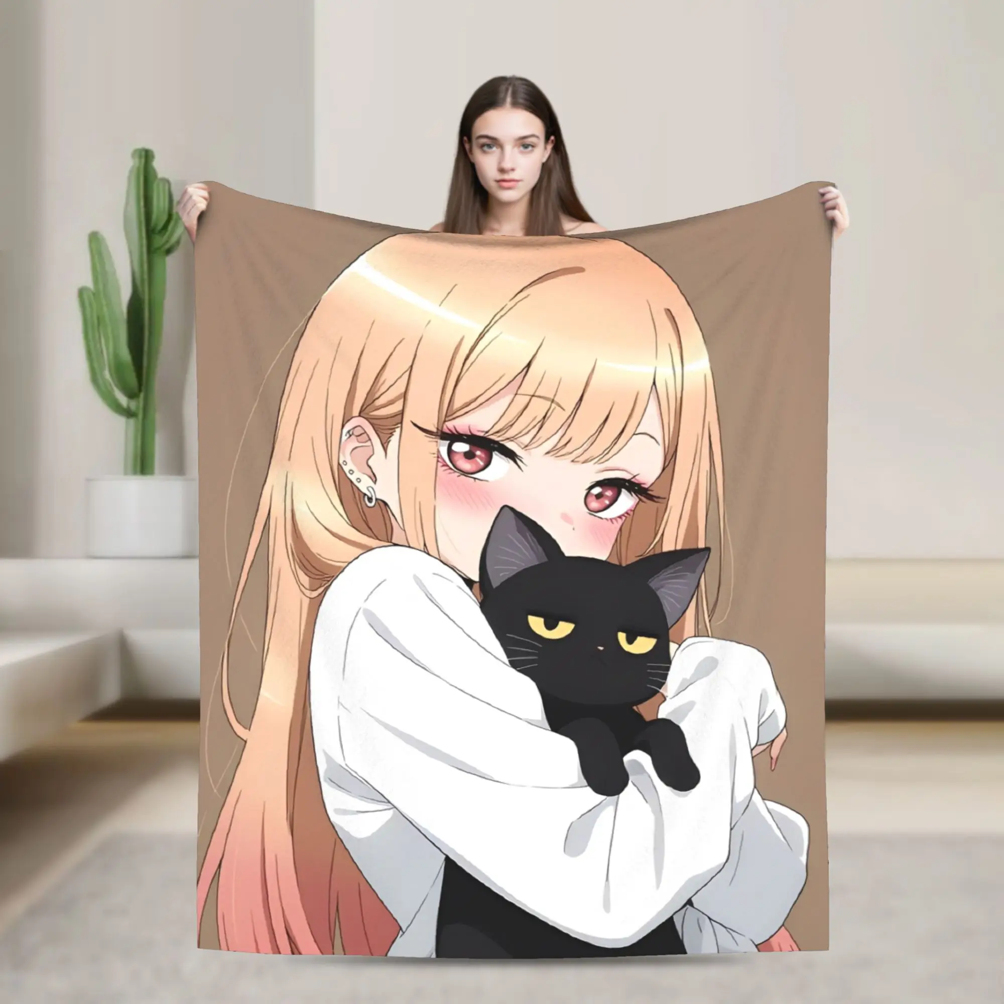 Japan Anime Marin Kitagawa Merch Blanket Warm Cozy Fluffy  Throw Blankets for Couch Multiple Sizes Throws And Blankets