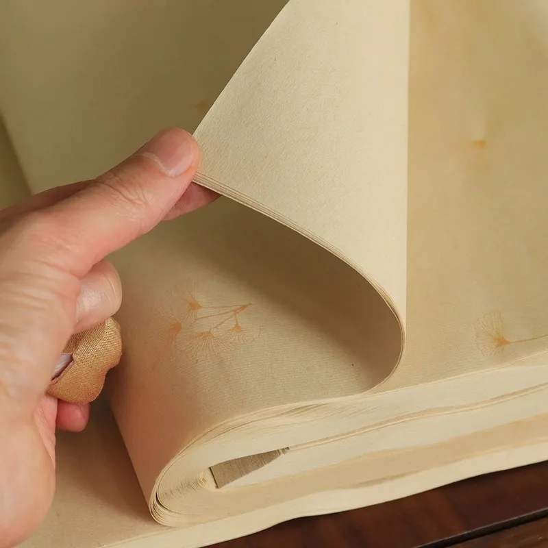 30 Sheets Xuan Paper for Calligraphy - Semi-Raw/Semi-Ripe Rice Paper - Small Regular Script Practice 34x69 cm