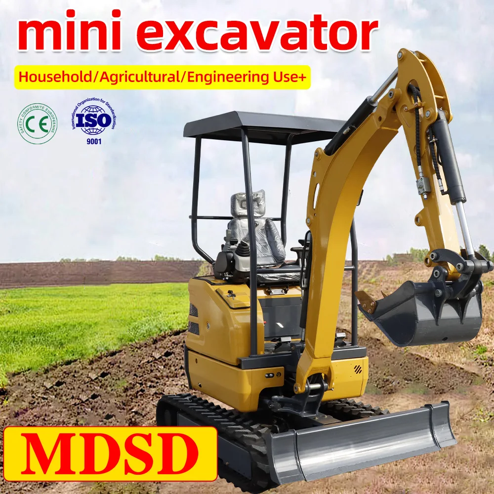 Miniescavadeira 1.5 Ton EPA CE Euro 5 Escavadeira pequena 1.8 Ton Farm Garden Mini Escavadeira de esteira com preço baixo Envio DDP