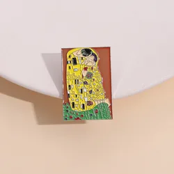 Classic Famous Art Oil Painting Gustav Klimt The Kiss Enamel Pin Retro Funny Abstract Craft Decoration Brooch Lapel Badge