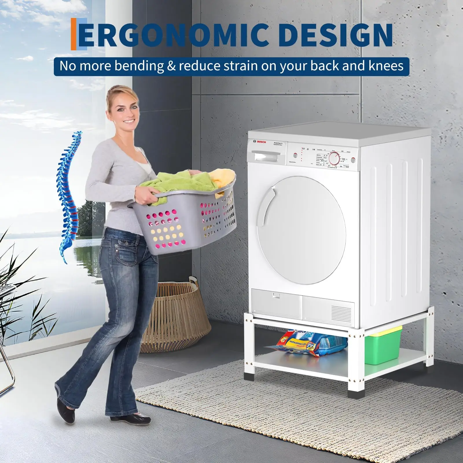 2 PACK Washing Machine Base With Storage Shelf 800Lbs Load Capacity Heavy Duty Washer and Dryer Stand