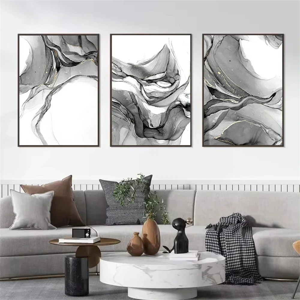 

Abstract Gray Black Marble Wall Art Poster Canvas Painting Nordic Posters And Prints Wall Pictures Modern Living Room Home Decor