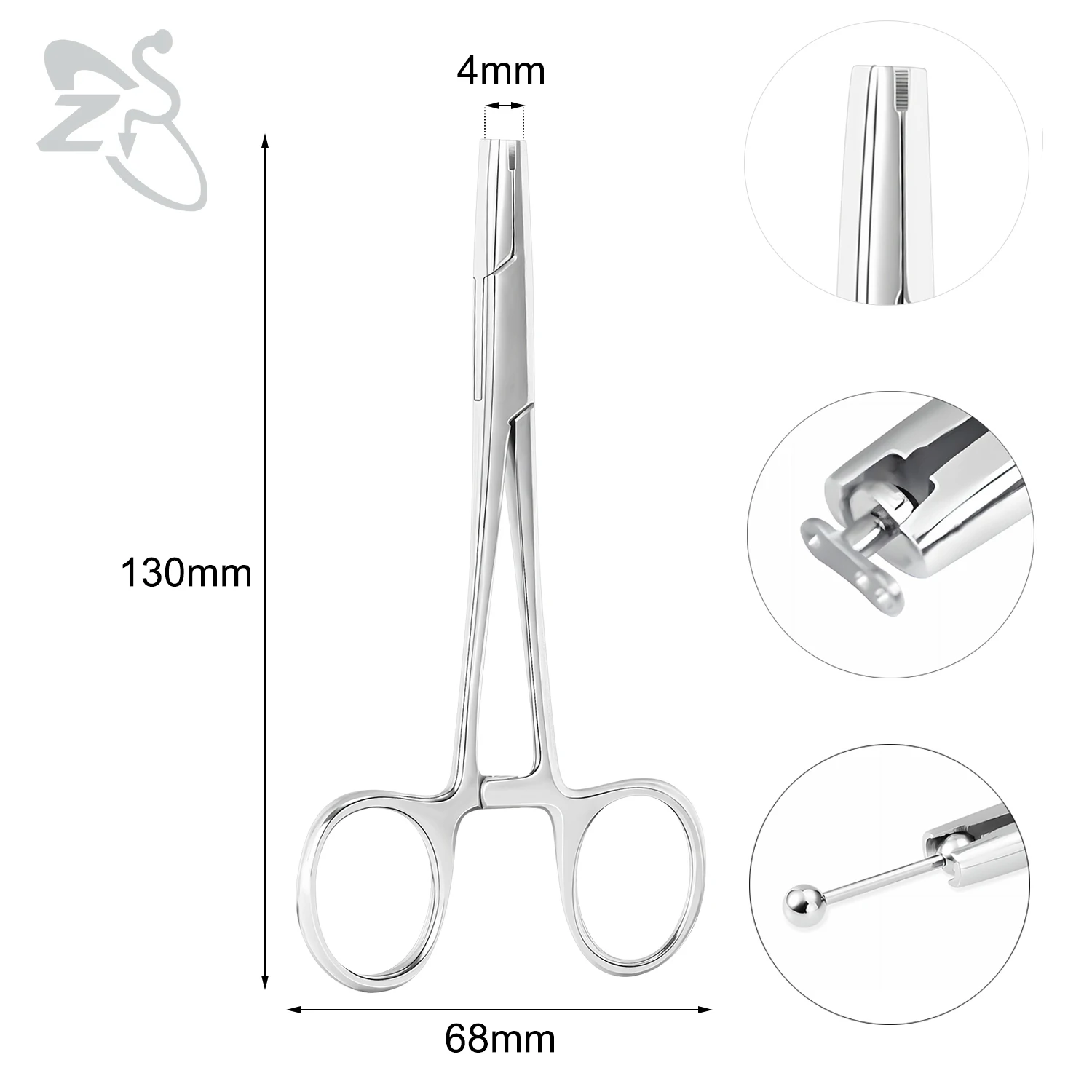 ZS 1PC Edelstahl Piercing Klemme Schlitz Locking Forcep Öffnung Piercing Zange Werkzeug für Ohr Lippe Bauch Nabel Zunge piercing