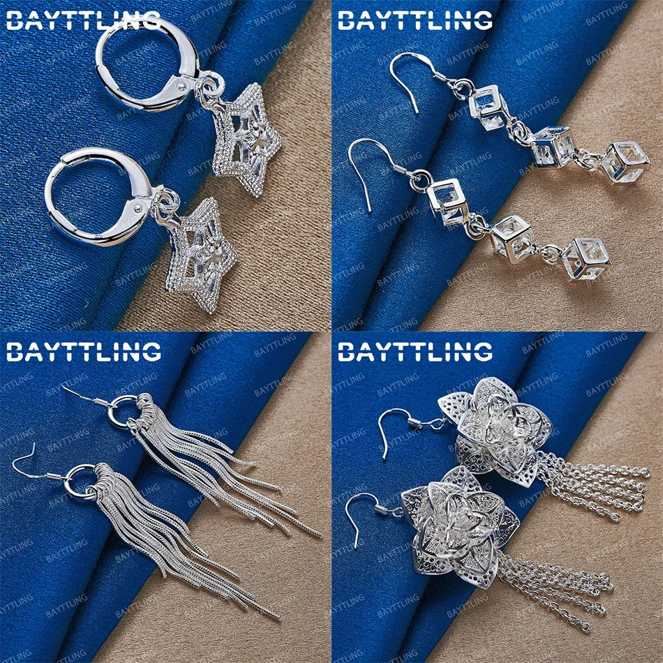 

Charm 925 Sterling Silver Exquisite Star Flower Drop Earrings Women Gift Accessories Jewelry Wedding Party