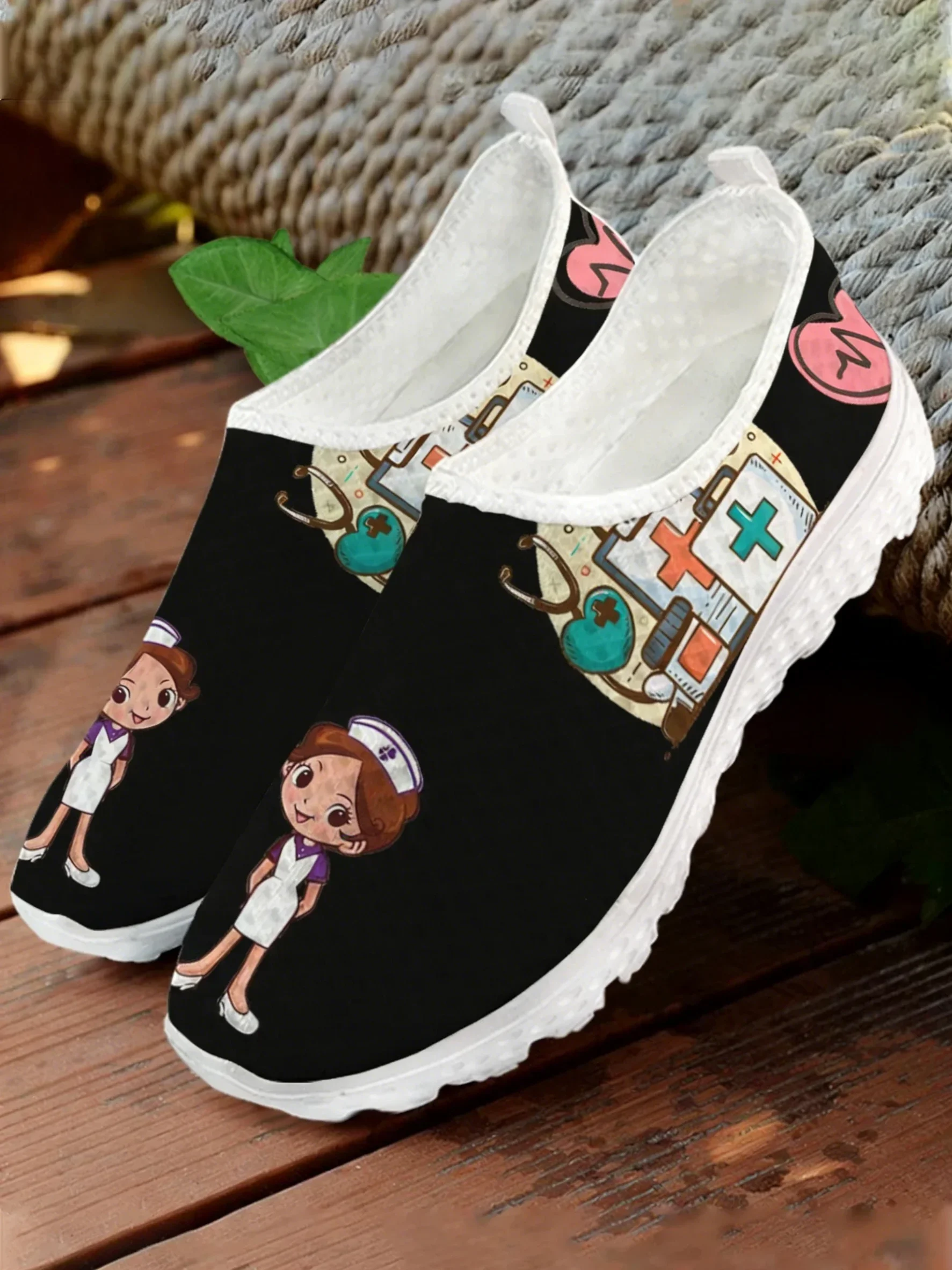Cute Nurse Doctor Medical Print Mesh High Quality Sneaker Women Men Teenager Casual Fashion Custom Made Tennis Flat Couple Shoes