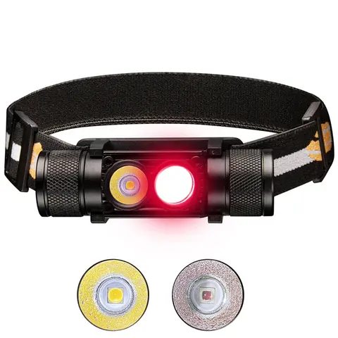 H25LR LED 90 High CRI Rechargeable Headlamp Powerful Lightweight Head Flashlight with Bright White Light  660nm Deep Red Torch