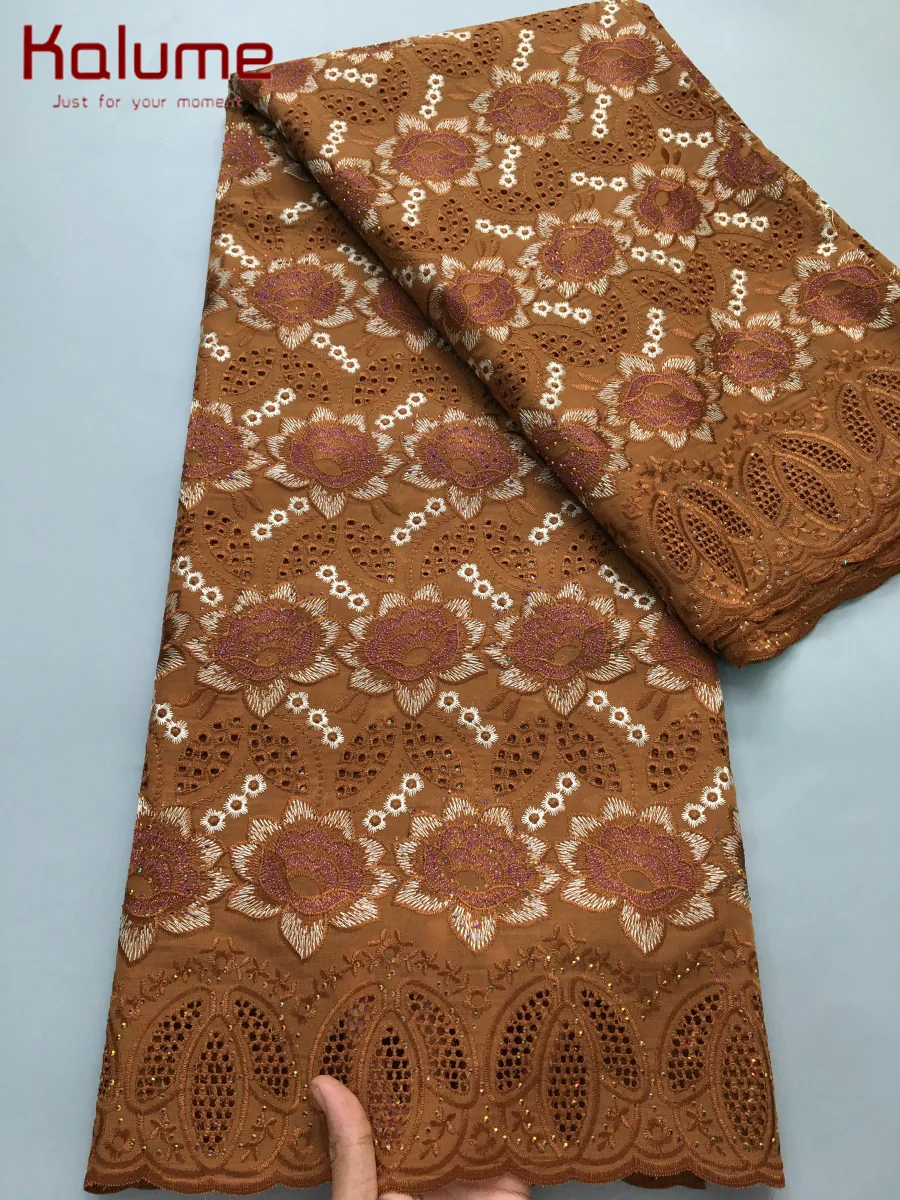 

Swiss Voile Lace Dry Fabric with Crystal 2025 High Quality African Cotton Lace Fabirc for Women Wedding Party Dresses F4182