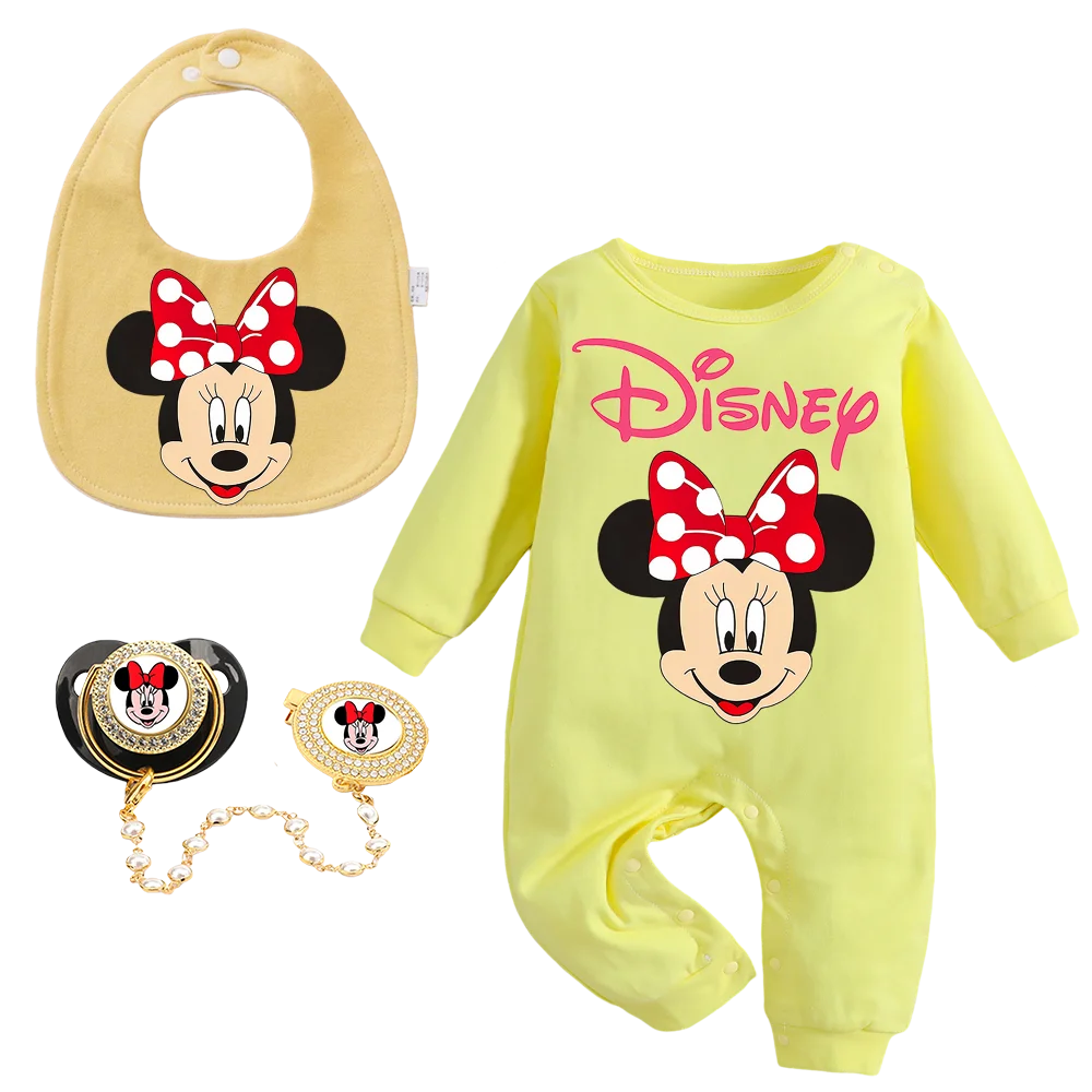 

Комплект: комбинезон-боди для малышей 0-6 месяцев, слюнявчик для новорожденных, пустышка, наклейки, аксессуары