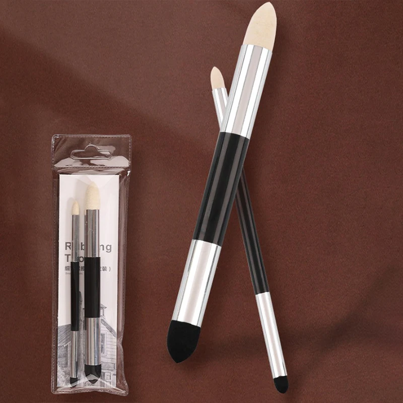 2Pcs/set Artist Sponge Pens For Drawing Washable Student Paint Rub Cotton Set Dual-Tip Pastel Stumps Sketch Brushes
