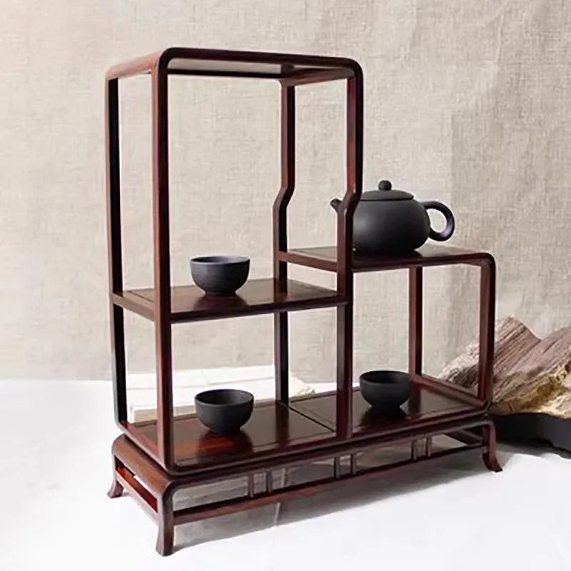 Solid Wood Display Shelf, Mahogany Handicraft, Chinese Style, Purple Sandalwood, Tea Set