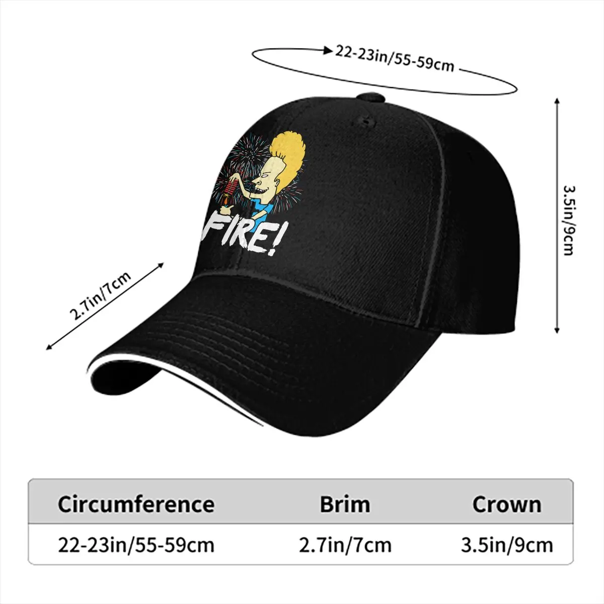 Beavis and Butt-Head Multicolor Hat Peaked Men's Cap Beavis Fire 4Th Of July Personalized Visor Protection Hats