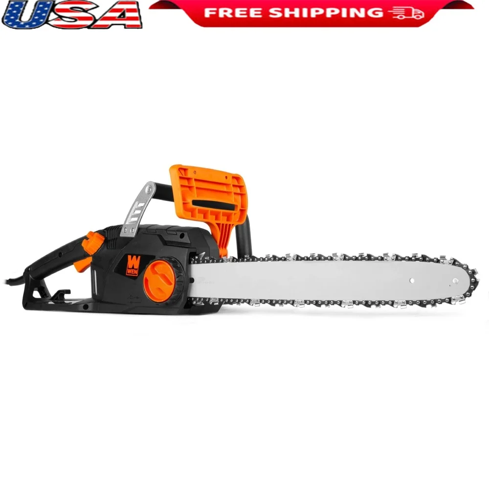 

18 Inch Electric Chainsaw 15 Amp Lightweight Design Auto Oiling System Safety Features Efficient Cutting Tool Free Tensioning