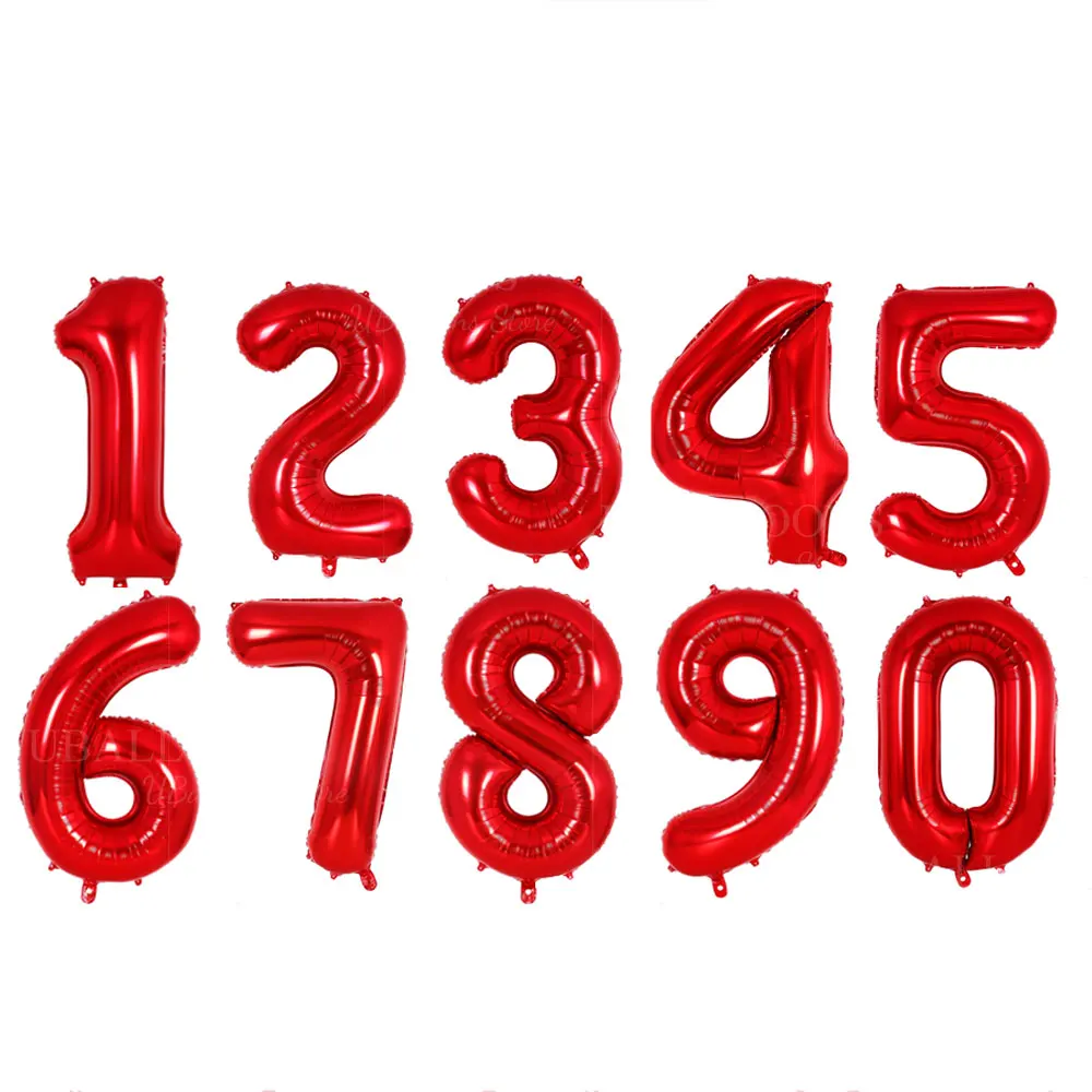 Red Number Birthday Balloons 16Inch 40Inch Large Red Number Foil Balloons for Birthday Anniversary Christmas Party Decor Favor