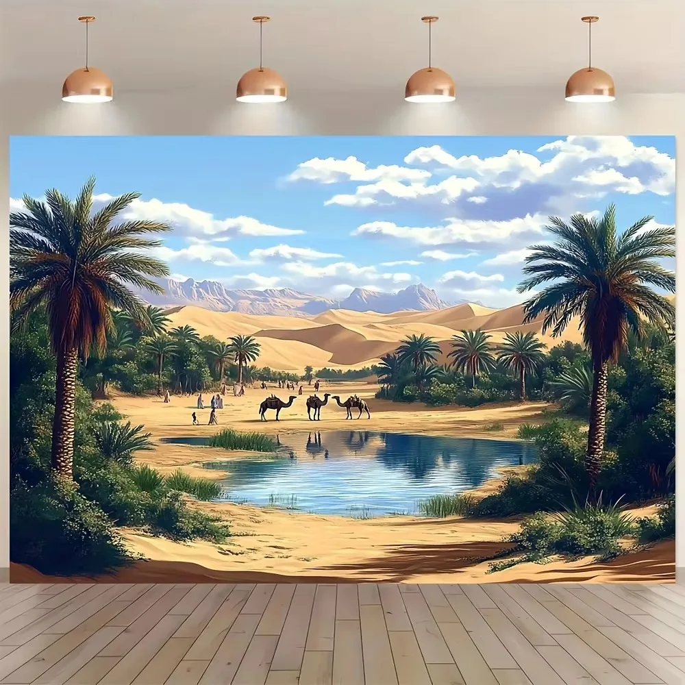 Moroccan Desert Oasis Theme Banner Decoration Background, Children's Adult Birthday Party, Home Decoration Photography Backdrop