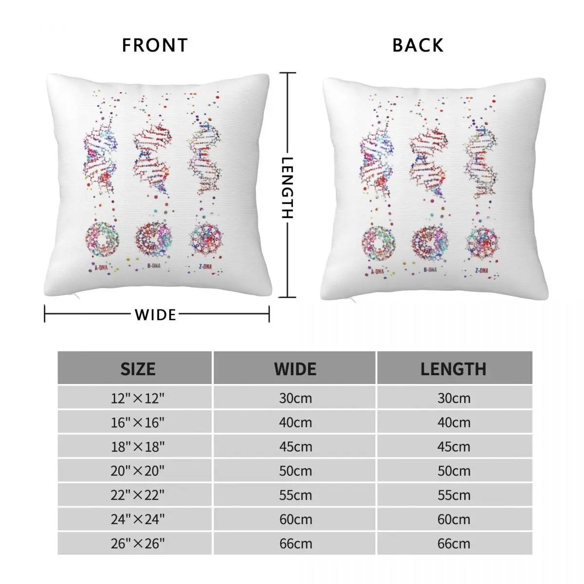 A-B-Z DNA DNA Molecule Square Pillowcase Polyester Linen Velvet Printed Zip Decor Room Cushion Cover 18