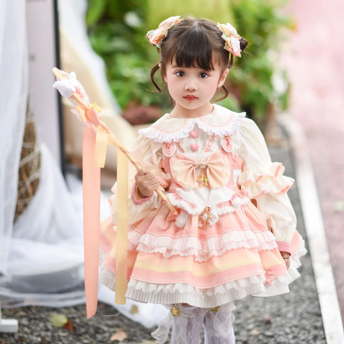 Girls Four Seasons Lolita Dress Sets Cute Princess Dress Cartoon Dress Anime Pink Autumn Winter Summer Dress