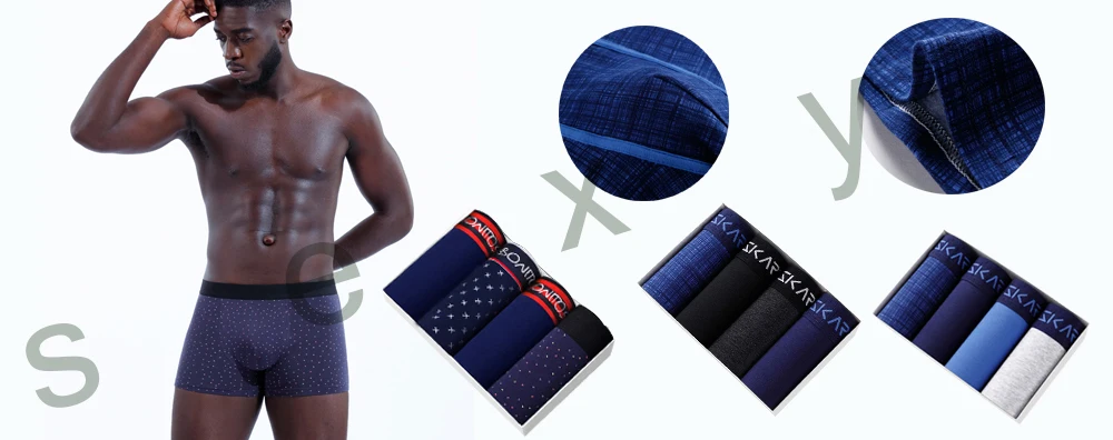 4 stücke Mann Unterwäsche Baumwolle Boxer Shorts Sexy Unterhosen Slip Herren Boxershorts männer Höschen Pack Marke – Detail 2