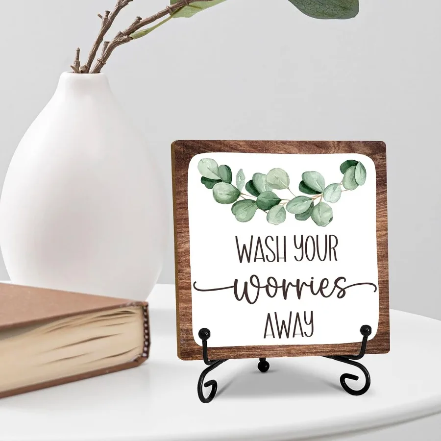 5 لوحة خشبية للحمام غسل تقلقك بعيدا علامة مضحك الحمام غرفة الغسيل مكتب ديكور مرحاض ضيف الحمام الديكور