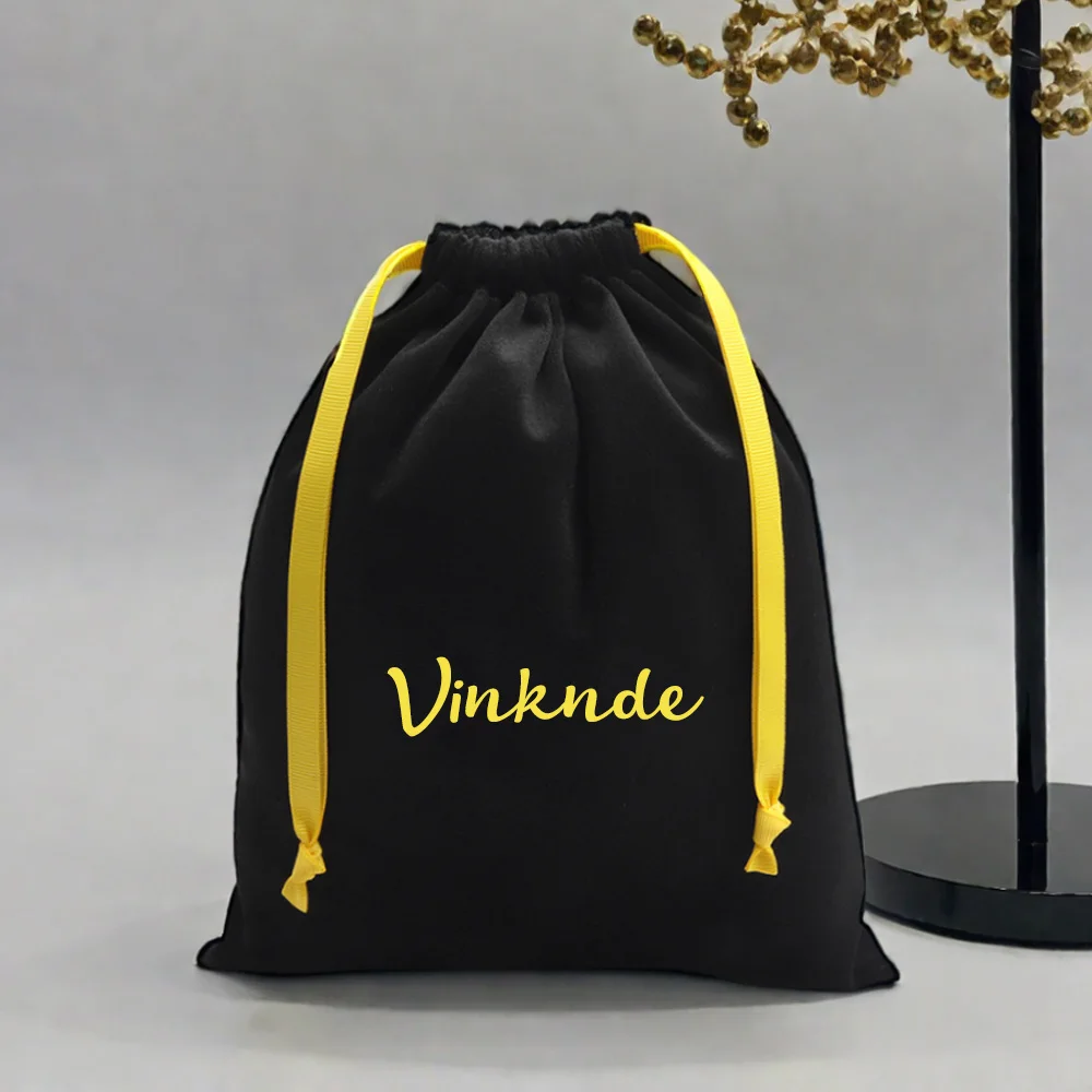 

Custom Logo Large Fashion Jewelry Velvet Drawstring Bag for Hat Shoe Cloth Dust Shopping Wedding Christmas Gift Flannel Pouches
