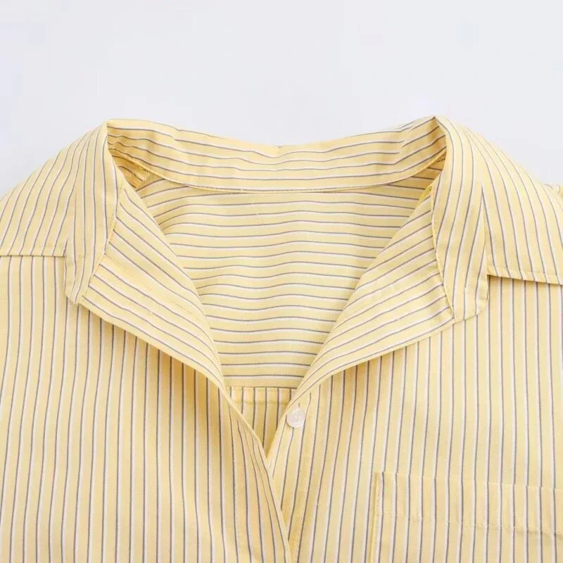 Camicia casual con maniche a pipistrello a righe con colletto rovesciato Estate Autunno Donna Allentata Morbida Moda Streetwear Camicie da donna da ufficio Top