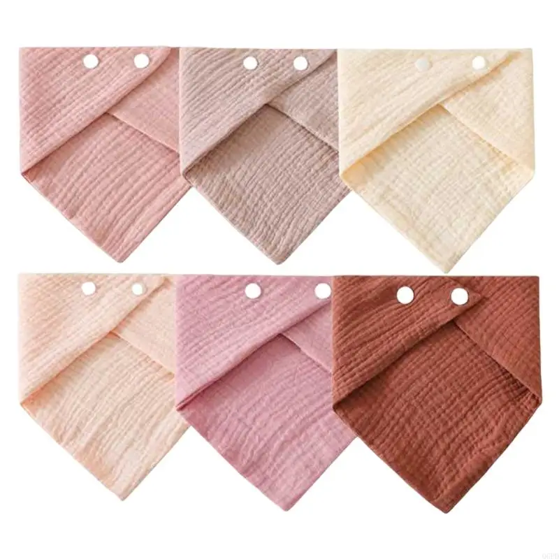 

6pcs Newborn Drooling Apron Adjustable Breathable Cotton Bib Burp Cloths Nursing Bib Feeding Bib for Infant Toddlers