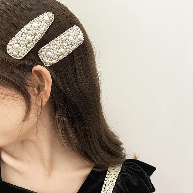 New Fashion Japan Korean Pearl Rhinestone Hair Clips Vintage Sweet Bangs Hair Clips for Girls Headwear Women Hair Accessories