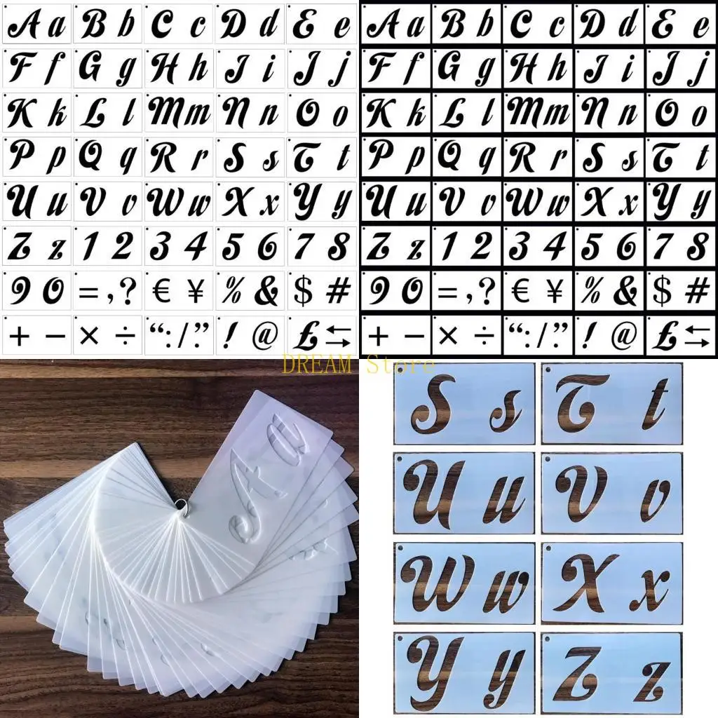 40 Pcs English Letters Stencils Set Drawing Template Ruler DIY Painting Template best sale