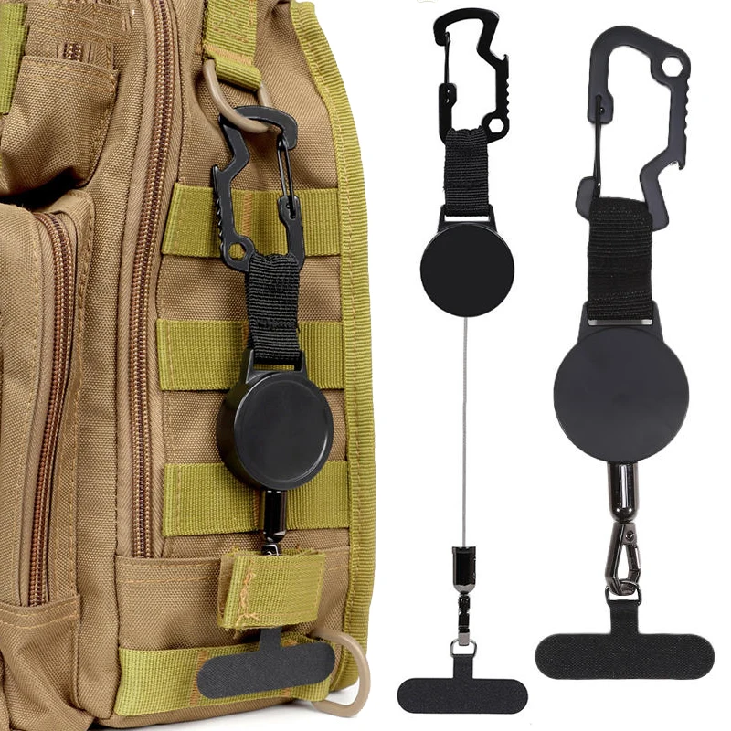

Retractable Keychain Heavy Duty with Phone Clip Fastener Tactical ID Badge Reel Strap Holder Universal Retractable Cord KeyRing