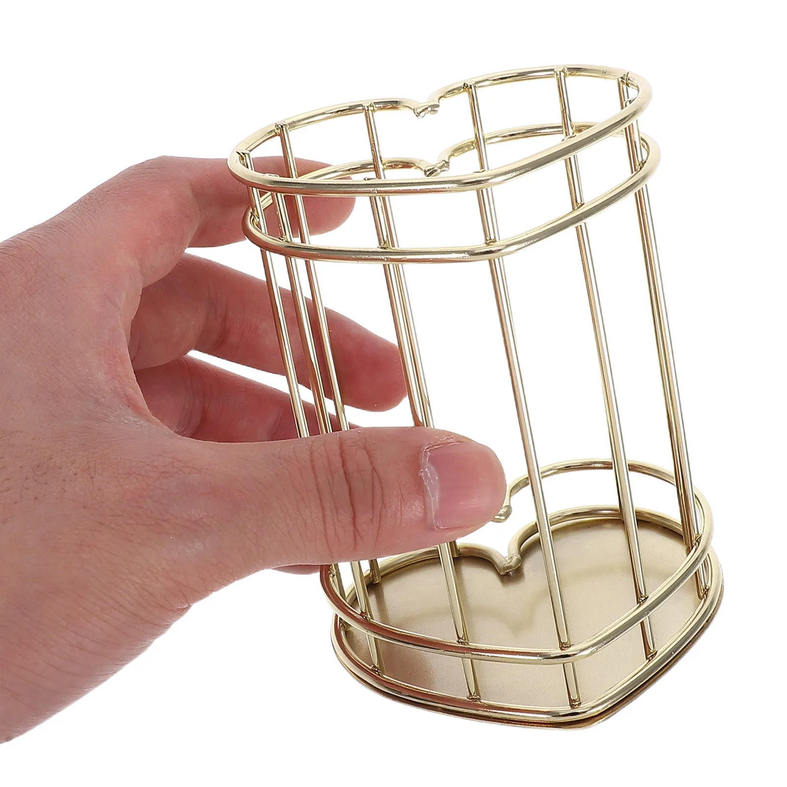 

Metal Wire Pen Organizer Heart Shape Smooth Touch Desk Accessories Makeup Brush Holder Gift Idea Pen Holder Metal Brush Pot