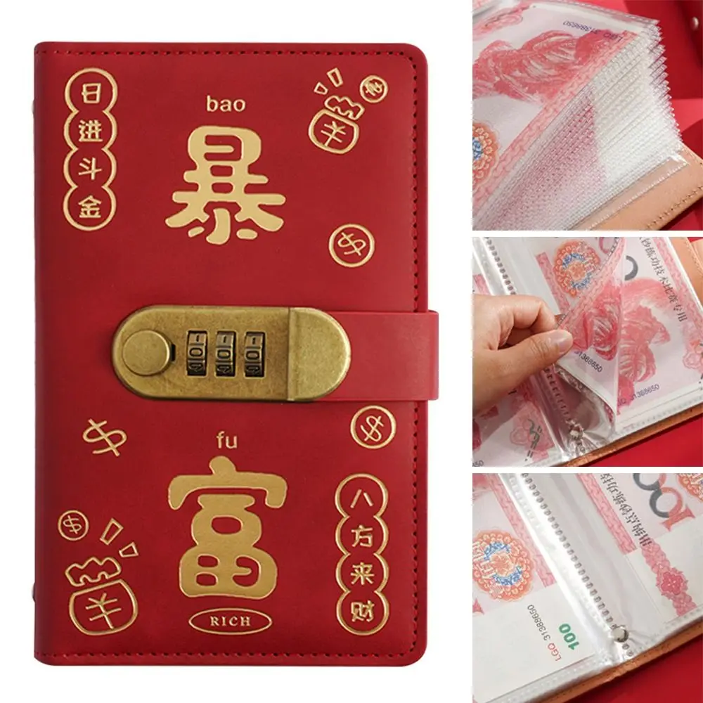 

With Password Lock 100 Envelopes Money Saving Challenge Save Money Get Rich Money Collection Book PU Reusable