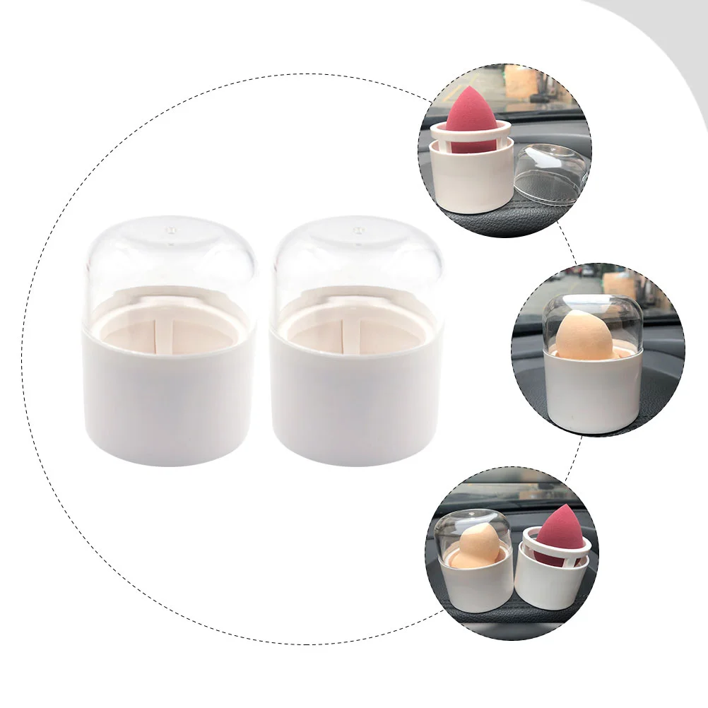 2-teiliger Kosmetik-Organizer, Schönheits-Eierhalter, Puderbehälter, Make-up-Schwamm-Etui, Tassen