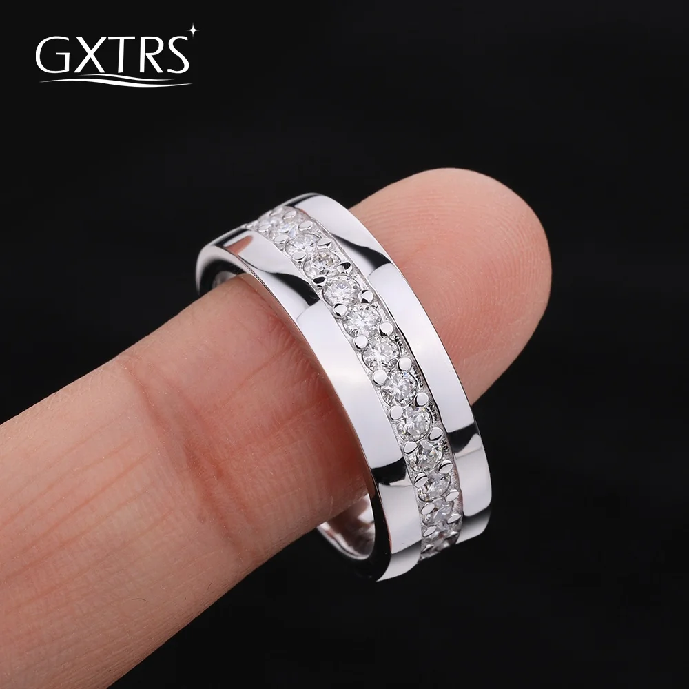 

GXTRS 2mm Full Moissanite Rings For Men Women 925 Sterling Silver Lab Diamond Wedding Row Band 18K Plated Fine Jewelry Certified