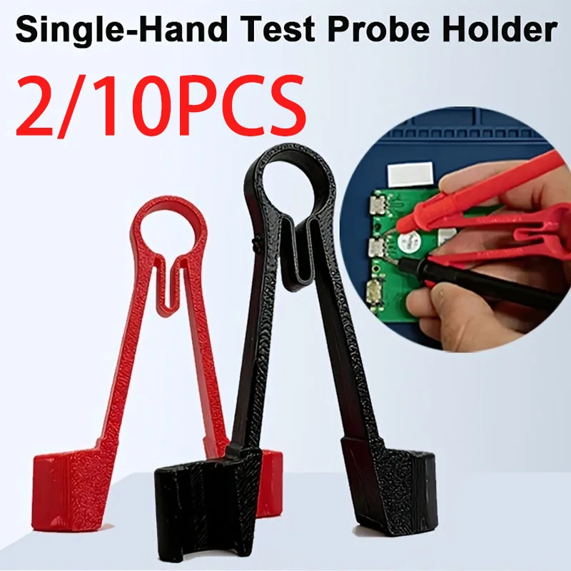 2/10 Stück Einhand-Multimeter-Sondenhalter – Rot/Schwarz/Weiß Testkabelclip für Elektriker, befreien Sie Ihre Hand zum Löten