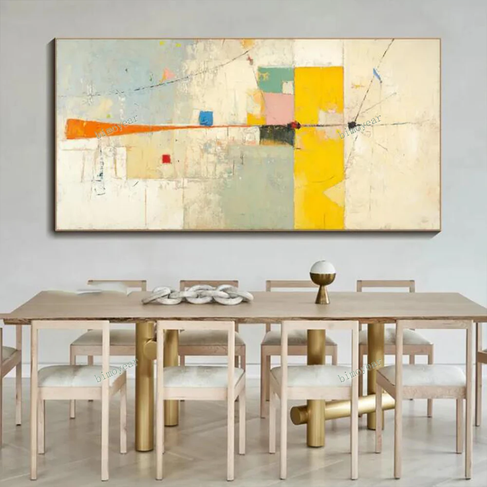 

Abstract Geometry Painting on Canvas - Minimalism Medieval Modern Art Large Contemporary Hand Drawn Texture Neutral Color Art