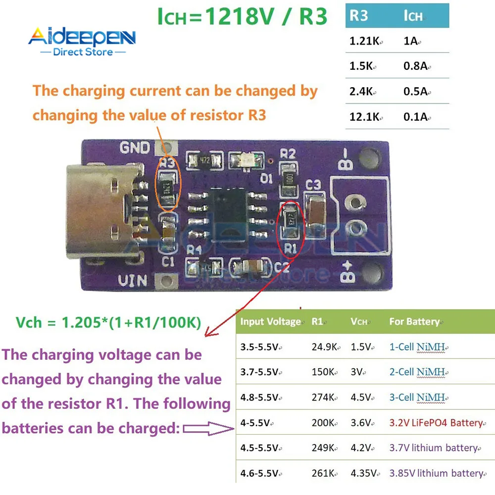 DC-DC Converter Module Battery Charger Module 1.5V 3V 4.5V Type-c USB 1S 2S 3S NiMH Rechargeable For 1.2V 2.4V 3.6V CC/CV