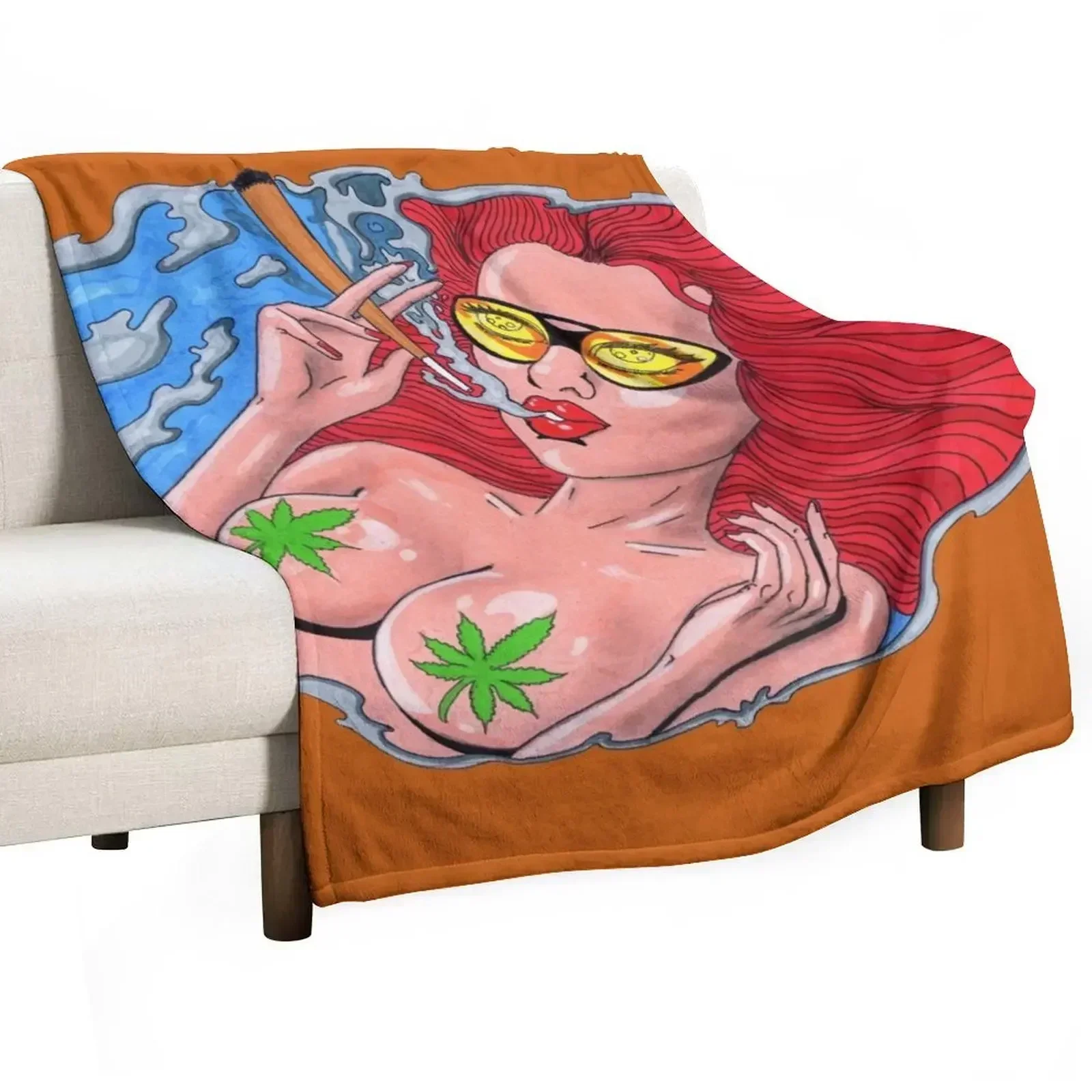 Stoner Girl Throw Blanket Cute Plaid Luxury Brand Picnic Designers Sofa Quilt Soft Plaid Blankets