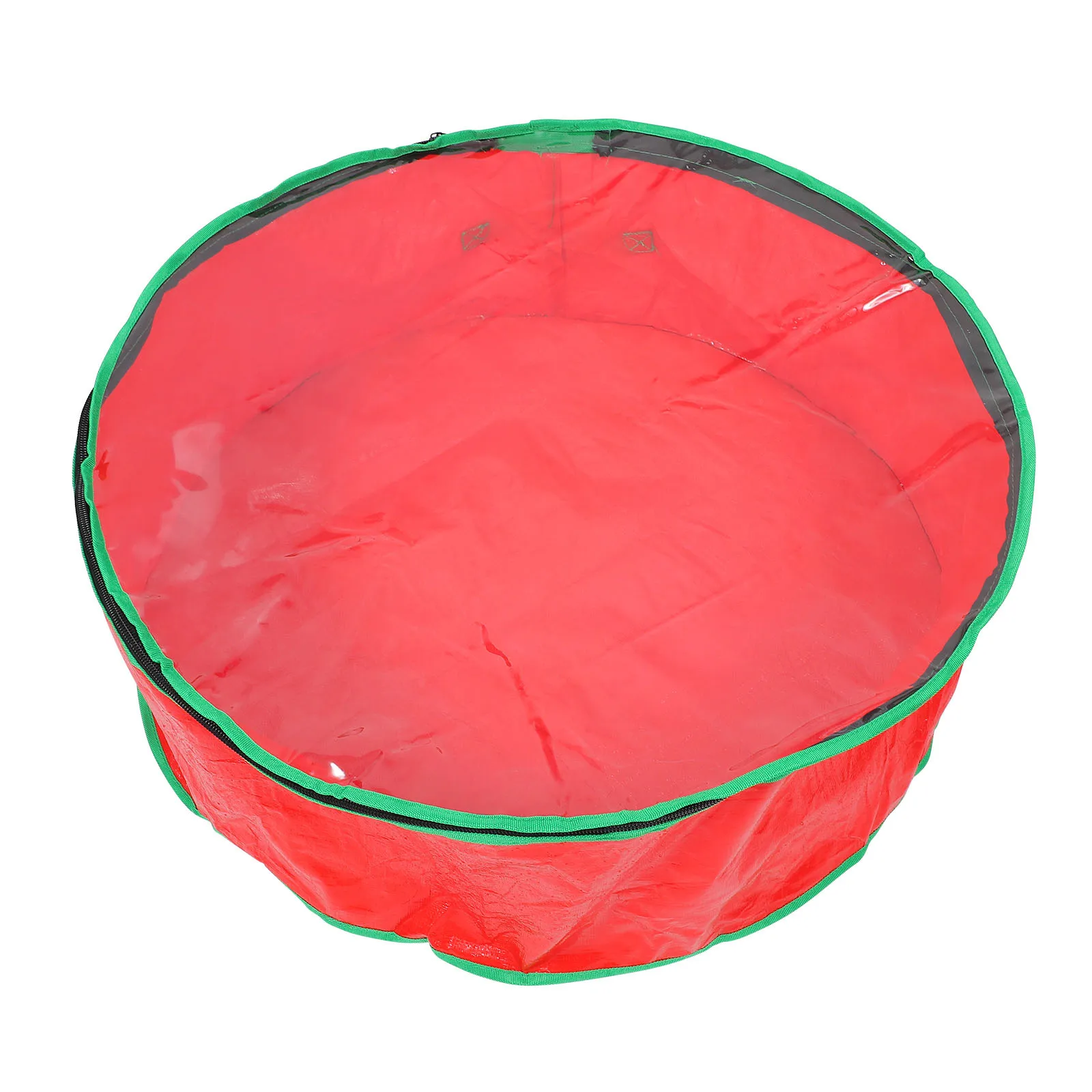 1 قطعة حقيبة تخزين إكليل مستديرة مع نافذة واضحة قماش مقاوم للماء عالي الجودة لعيد الميلاد جارلاند ديكور عطلة هدية قابلة للطي