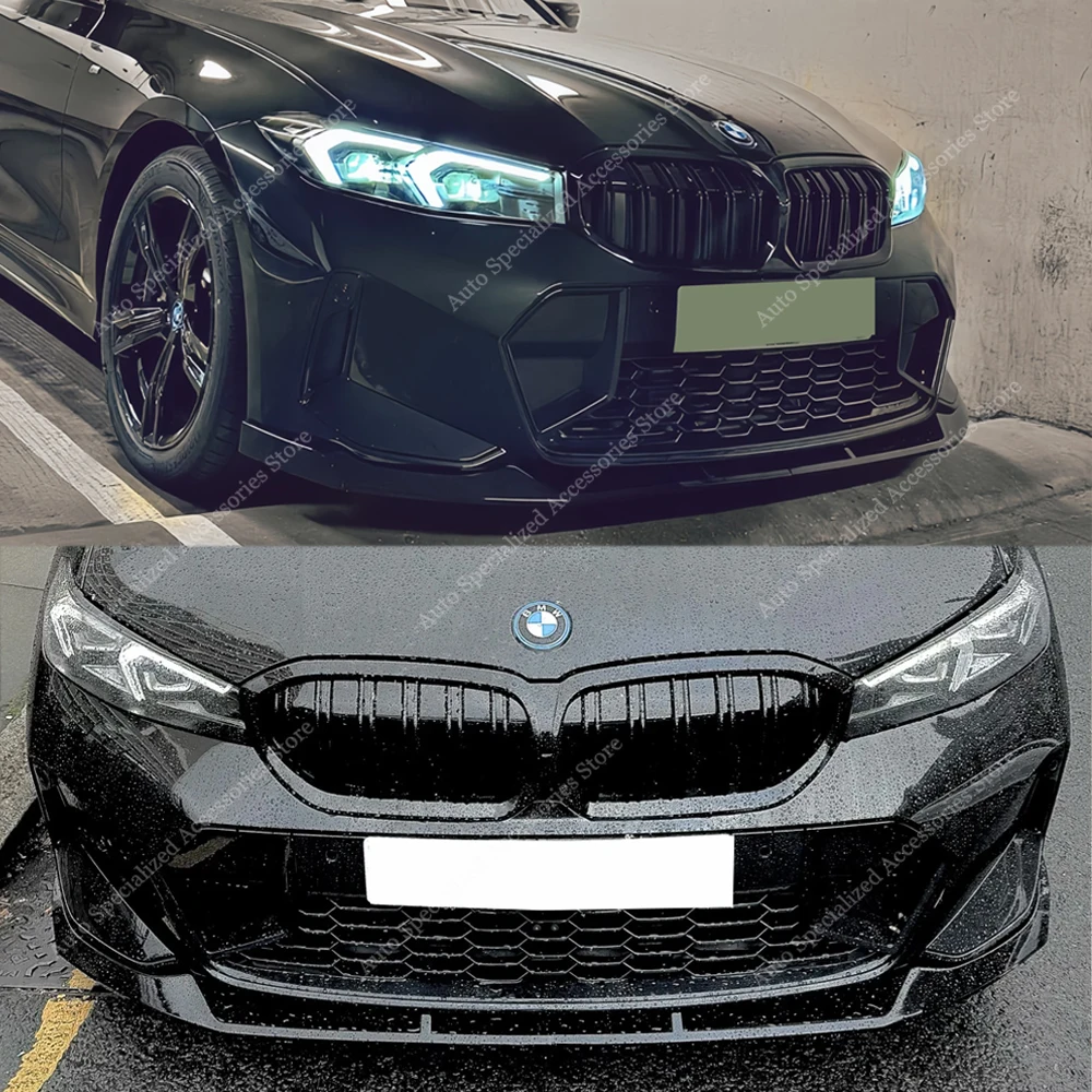 Front Bumper Splitter Lip Spoiler Diffuser For BMW G20 G21 LCI 320i 330d 330i 320d M340i M Sport 2022-2024 Facelift Bodykit