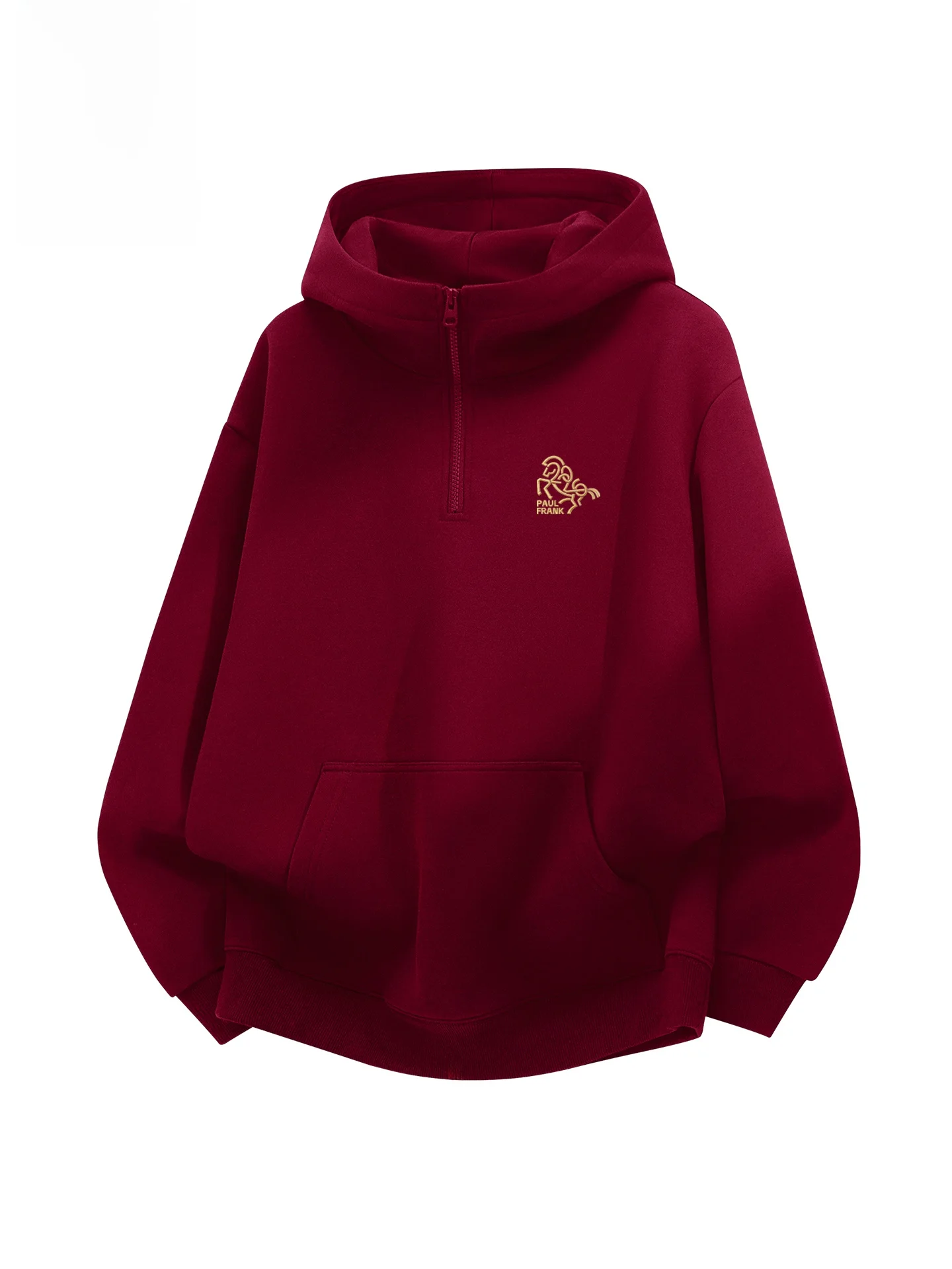 

Red Zip-Up Hoodie Monkey Spring ex Thiened Hooded Jaet Casual Sle Long Sve Cotton Polyester Blend