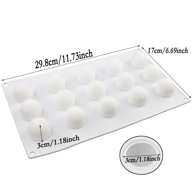 15Cavities Round Ball Shaped Mini Truffles Mold For Chocolate Mould Candy Pudding Jelly Mould DIY Non-Stick Cake DecoratingTools