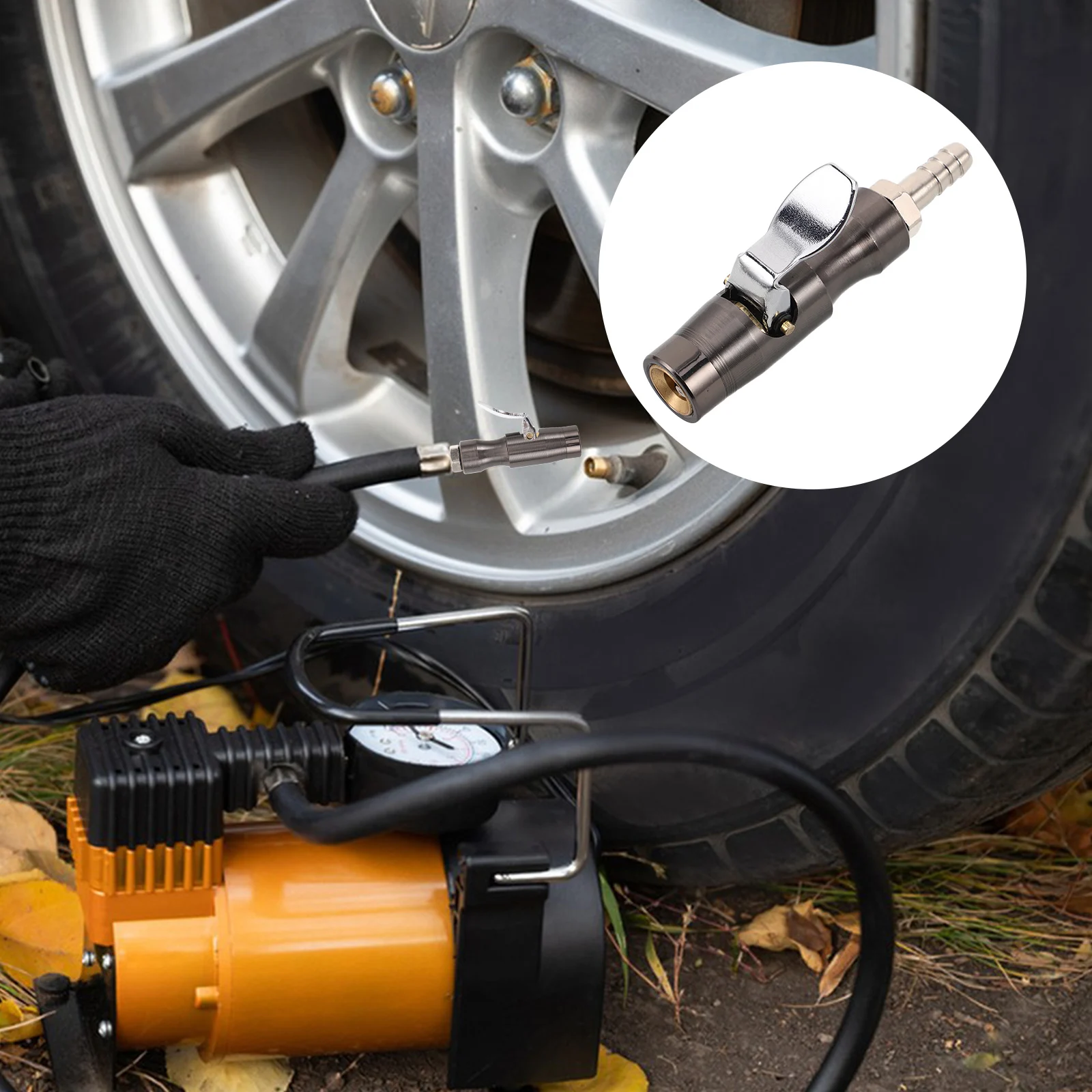 

Chuck Nozzle Tire Pressure Gauge Inflator Hose Adapter For Car Bike Motorcycle Air Pressure Gauge For Tires