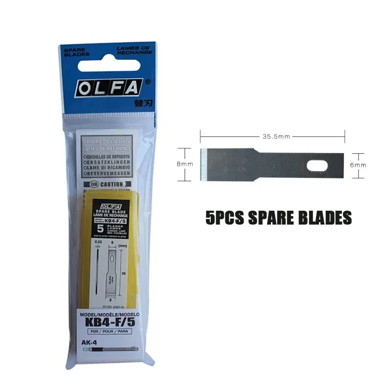 OLFA KB4-F/5 cuchilla de repuesto para arte, cuchillas de repuesto, herramientas artesanales para cuchillos de tallado de AK-4, piezas, cortador de modelo
